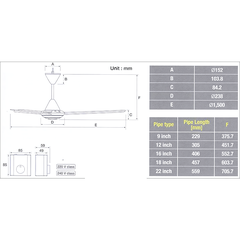 Quạt trần KDK, màu trắng bạc M60XG(SIL)