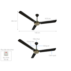 Quạt trần KDK, màu đồng N56YG(BB)