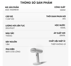 Bàn ủi hơi nước cầm tay AQUA AQS- W2598(W)