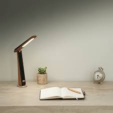 Đèn bàn LED, dùng pin sạc, màu vân gỗ, nhãn hiệu WILIT, model U30, hàng mới 100%