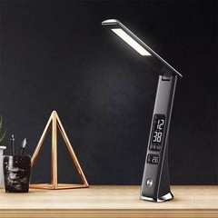Đèn bàn cảm ứng thông minh LED, dùng pin sạc, model U11, màu giả da đen, hàng mới 100%