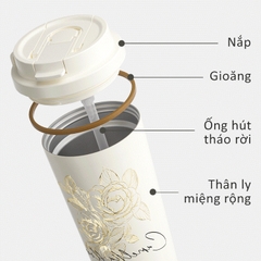 Ly giữ nhiệt BST Hoa Sơn Trà GERM (Đen 500ml) - Ly giữ nhiệt mùa hè - Bảo hành chính hãng 12 tháng