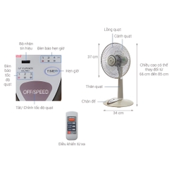 Quạt đứng lửng Nhật 5 cánh KDK - P30KH (CHG), màu Vàng sâm banh - Bảo Hành Chính Hãng 2 Năm