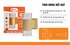 Đèn tường 2 đầu, hoa văn bọt nước vỏ vân gỗ