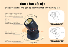 Rọi ngồi 360: Chiếu sáng điểm không cần thanh ray