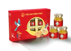 Yến sào Hồng Phúc - Tổ yến chưng đông trùng chiết xuất Hộp quà tặng 6 hũ