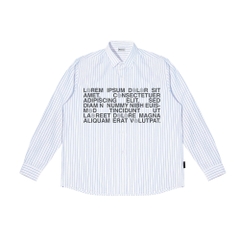 MONAT BLUE Áo sơ mi Graphic Lorem chất Oxford kẻ sọc unisex