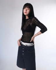 Áo Lace Longsleeves Top - Black