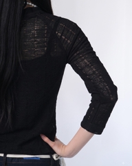 Áo Lace Longsleeves Top - Black