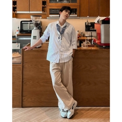 Áo sơ mi Oxford kẻ sọc tay dài