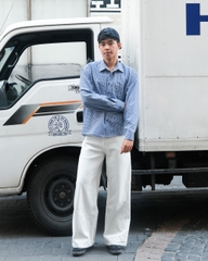 Quần Jean ống suông rộng Printed pocket