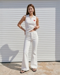 Áo thun Heart-Embroidered Polo Tanktop