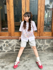 Áo Sơ mi Boxy Flower Bloom Graphic chất Oxford