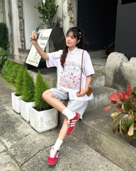 Áo Sơ mi Boxy Flower Bloom Graphic chất Oxford