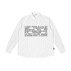 MONAT BLUE Áo sơ mi Graphic Lorem chất Oxford kẻ sọc unisex