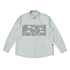 MONAT BLUE Áo sơ mi Graphic Lorem chất Oxford kẻ sọc unisex
