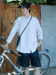 Áo sơ mi Oxford kẻ sọc tay dài