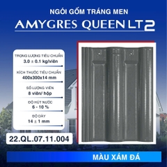 Ngói gốm tráng men Á MỸ QUEEN LT2 (2 lỗ vít) - 004 - XÁM ĐÁ