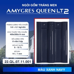 Ngói gốm tráng men Á MỸ QUEEN LT2 (2 lỗ vít) - 001- XANH NAVY