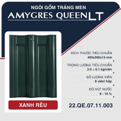 Ngói sóng tráng men Á MỸ QUEEN LT (2 lỗ vít) - 003 - XANH RÊU