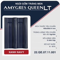 Ngói sóng tráng men Á MỸ QUEEN LT (2 lỗ vít) - 001 - XANH NAVY
