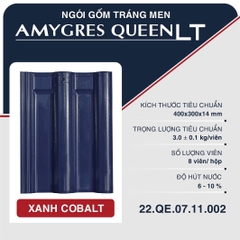 Ngói sóng tráng men Á MỸ QUEEN LT (2 lỗ vít) - 002 - XANH COBALT