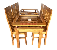 Bộ bàn ăn 6 ghế 2 tầng gỗ sồi sang trọng BA06