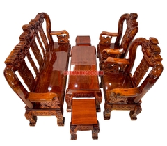 Bộ salon chạm nghê 6 món tay 10 gỗ tràm