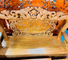 Salon rồng bát tiên gỗ bên tay 12 phủ sơn bóng mờ