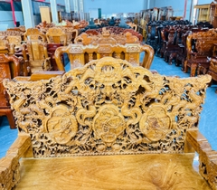 Bộ salon cửu long tựa liền 6 món gỗ bên