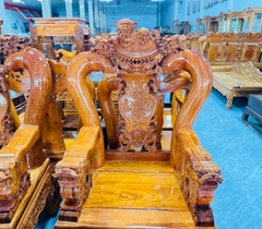Salon nghê tựa tứ linh 6 món tay 14 gỗ hương đá