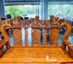 Salon nghê tựa tứ linh 6 món tay 14 gỗ hương đá