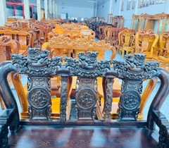 Bộ salon tam nghê vờn cầu gỗ mun 6 món tay 12