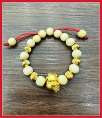 Vòng dâu tằm mix charm vàng 24k