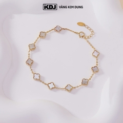 Lắc tay cỏ 4 lá trắng vàng 18K Italy 10 charm
