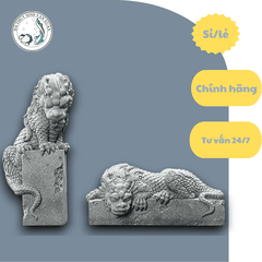 Tượng Song Long Tọa Thạch - Thạch Xanh Bàn Long Ngoạ Long Trang Trí Bể Cá, Bàn Làm Việc, Tiểu Cảnh, Tượng Lân Sư