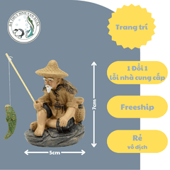 Tượng Ông Lão Ngồi Câu Cá Trang Trí Hồ Cá Tiểu Cảnh