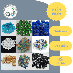 Sỏi Thủy Tinh Tròn Dẹp Đủ Màu Trang Trí Thủy Sinh Hồ Cá Tiểu Cảnh Chậu Cây [320g]