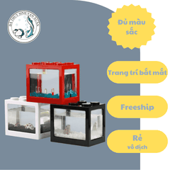 Hồ Cá Lắp Ráp LEGO Mini 12x10.5x8CM - Bể Nuôi Cá Beta Guppy Nhiều Màu Sắc