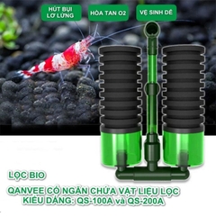 Lọc sủi vi sinh Bio đôi Qanvee QS-100A/200A - Có khoang chứa thêm vật liệu lọc