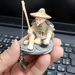Tượng Ông Lão Ngồi Câu Cá Trang Trí Hồ Cá Tiểu Cảnh