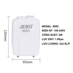 Máy Sủi OXY Sạc Điện 2 Vòi JEBO 9970 | 9950 Cho Hồ Cá, Vận Chuyển