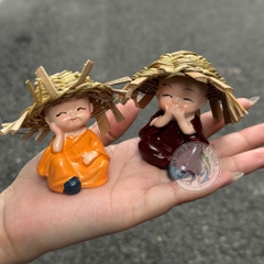 Bộ Tượng Chú Tiểu Tứ Không - Trang Trí Hồ Cá, Tiểu Cảnh, Bàn Làm Việc, Xe Hơi