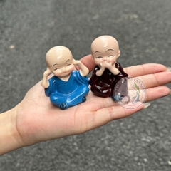 Bộ Tượng Chú Tiểu Tứ Không - Trang Trí Hồ Cá, Tiểu Cảnh, Bàn Làm Việc, Xe Hơi