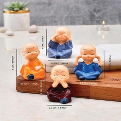 Bộ Tượng Chú Tiểu Tứ Không - Trang Trí Hồ Cá, Tiểu Cảnh, Bàn Làm Việc, Xe Hơi