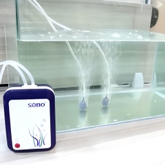 [TẶNG DÂY OXY & ĐÁ SỦI] Máy Sủi Oxy Tích Điện 2 Vòi SoBo SB3000 | Sục Oxy Tích Điện Cho bể Cá Cảnh