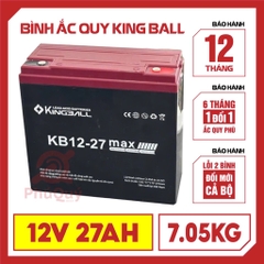 Ắc quy Xe Điện KingBall 12V27Ah (7.05kg) (1 thùng / 5 bình) (VAT)
