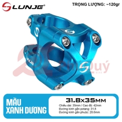 Pô tăng LUNJE Nhôm CNC 31.8 ĐEN ĐỎ XANH