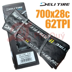 Vỏ Gấp Đen 700x28c Deli Ultra Flex-Pro Gai SÓNG S-601