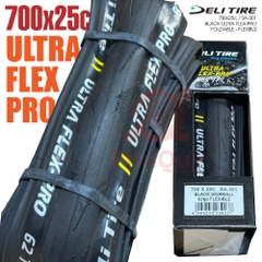 Vỏ Gấp Đen 700x25c Gai TAM GIÁC Deli Ultra Flex-Pro S-301